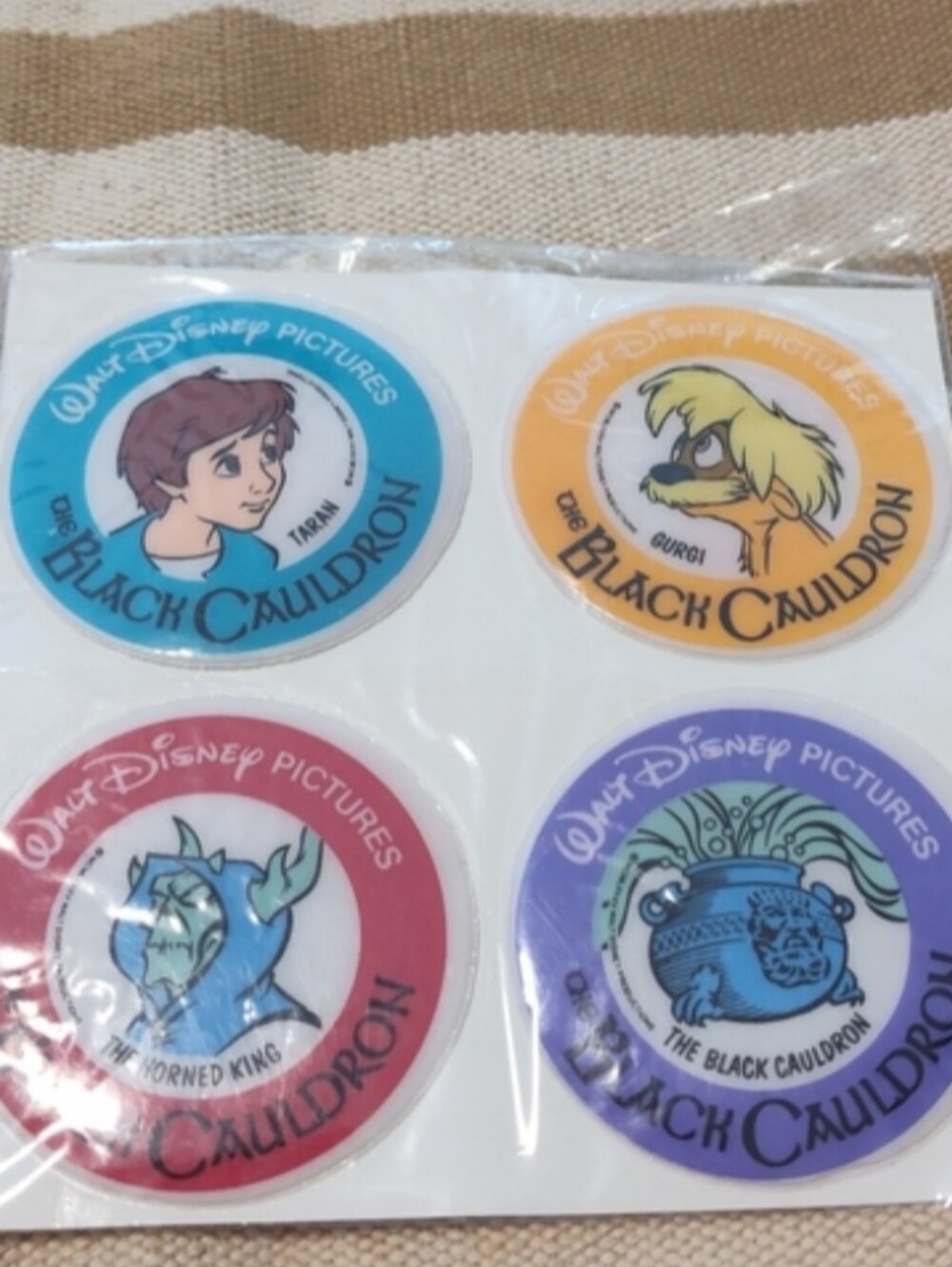 The Black Cauldron Disney Character 1980s Puffy Sticker Set 4 Rare